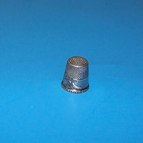 Vintage Sterling Silver #12 Monogram / Engraved Thimble & Crochet Thimble Holder