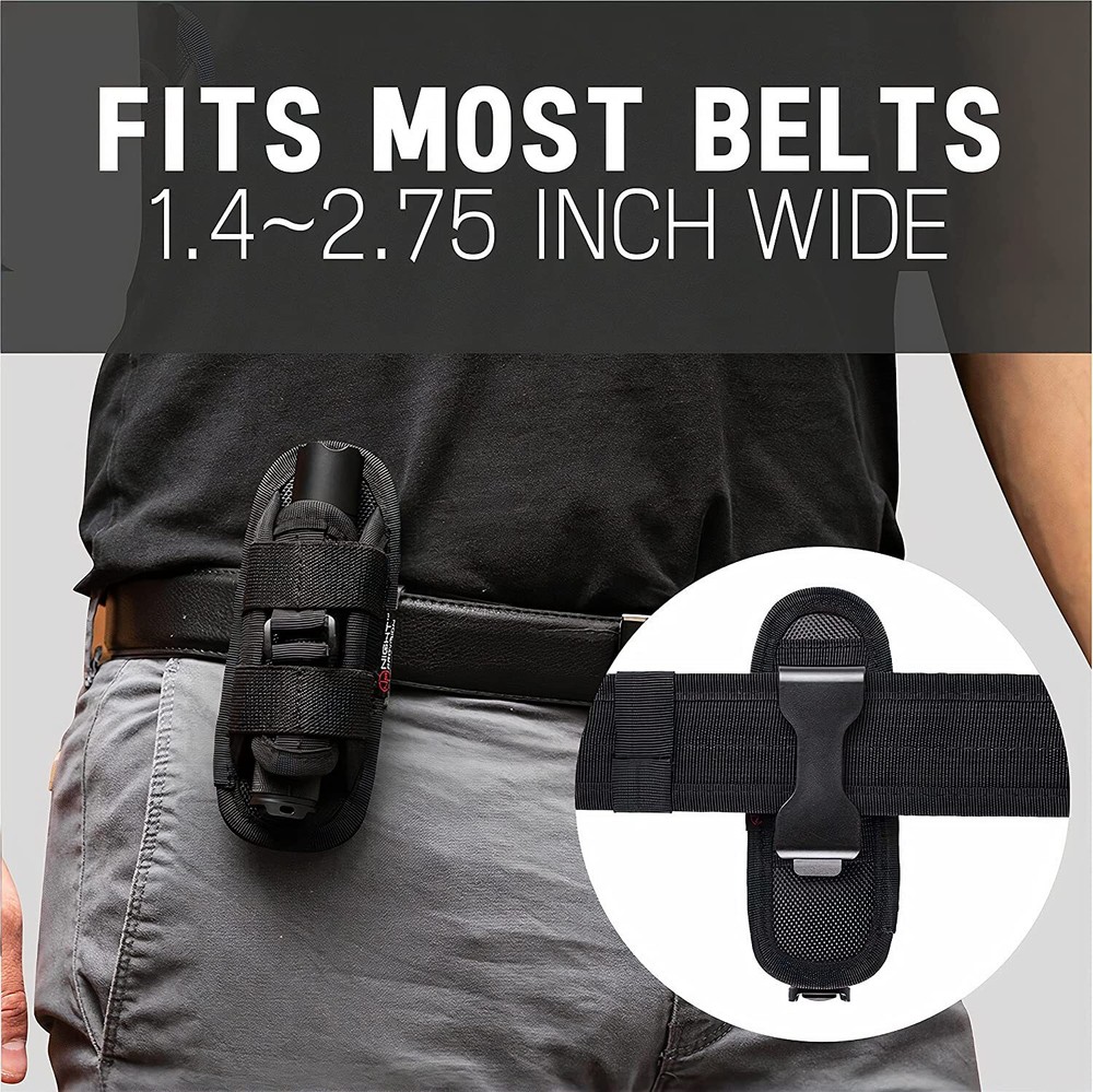 3Pack Tactical Flashlight Holster Pouch Stretchable Rotatable Clip 360° Holder