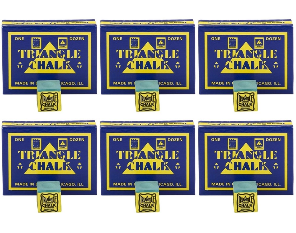 Triangle Billiard/Pool Cue Chalk - Green - 6 Pack/72 Pieces