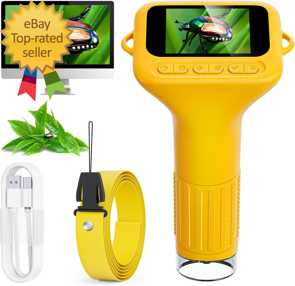 Digital Microscope for Kids 2" Screen 1000X Handheld Microscope HD Pocket