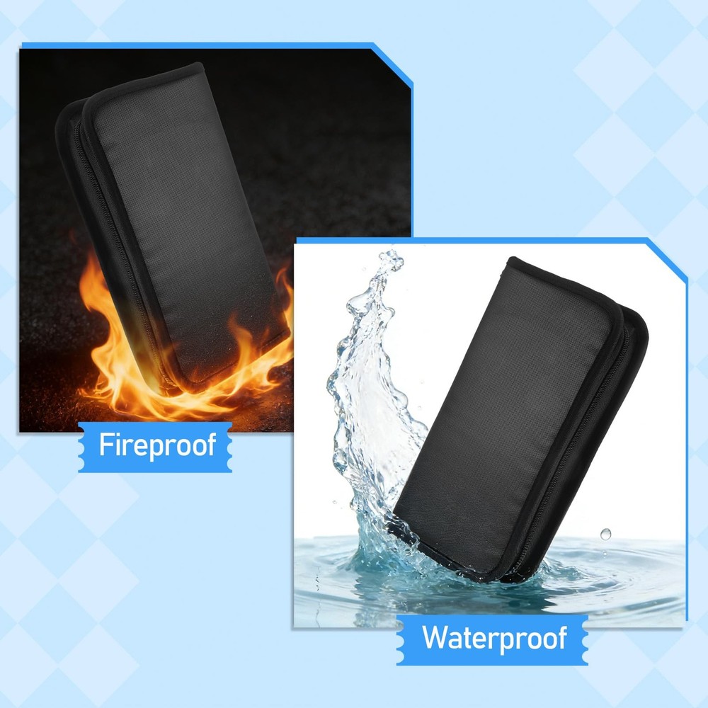 Zippered Key Organizer Fireproof Waterproof Binder 24 Hooks Tags Portable Case