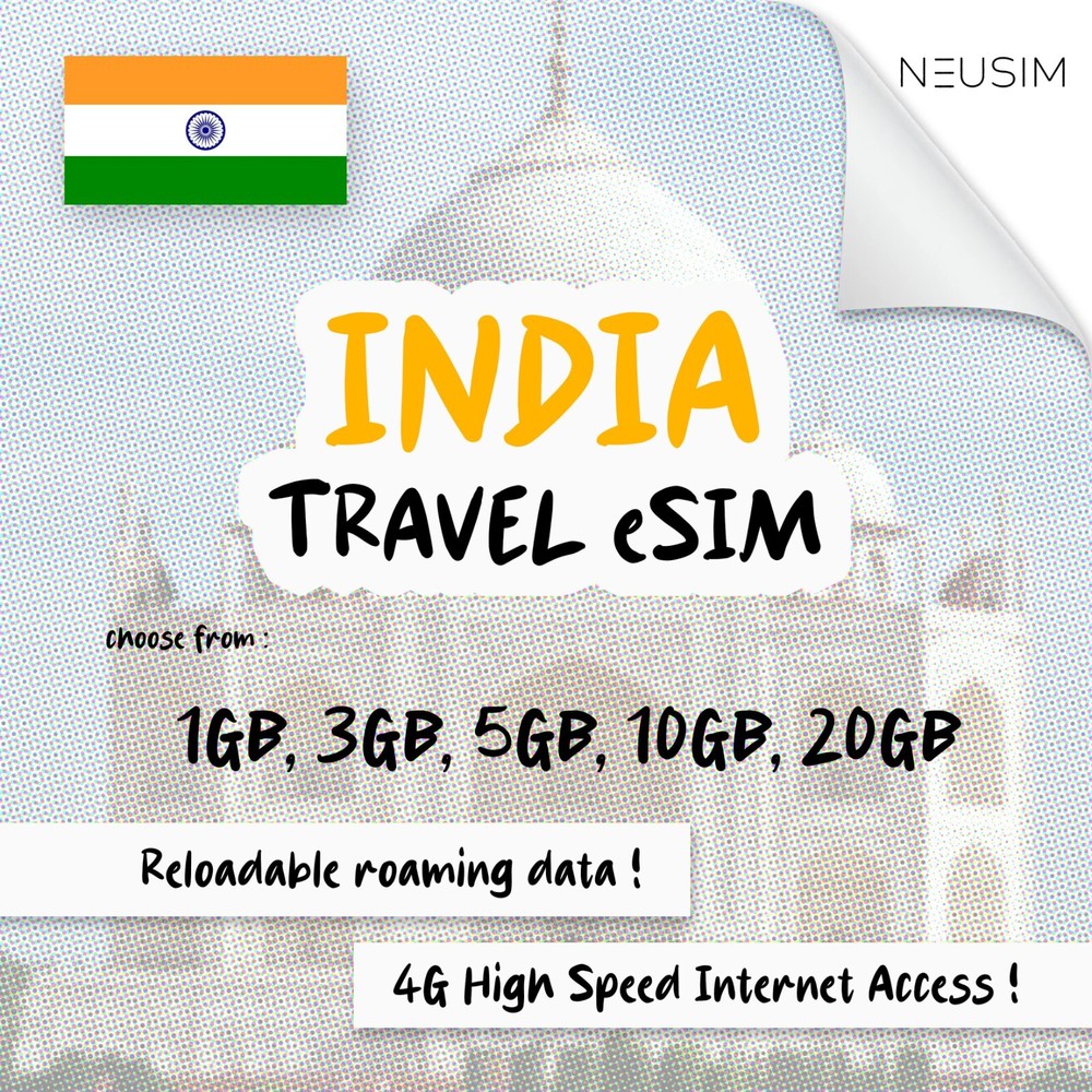 NeuSIM India eSIM 5-20GB Data | Same Day DELIVERY!