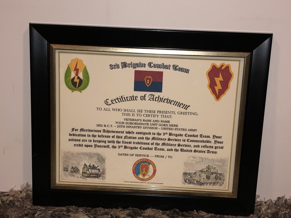 3RD B.C.T. / 25TH INFANTRY DIVISION (COMMEMORATIVE CERTIFICATE)