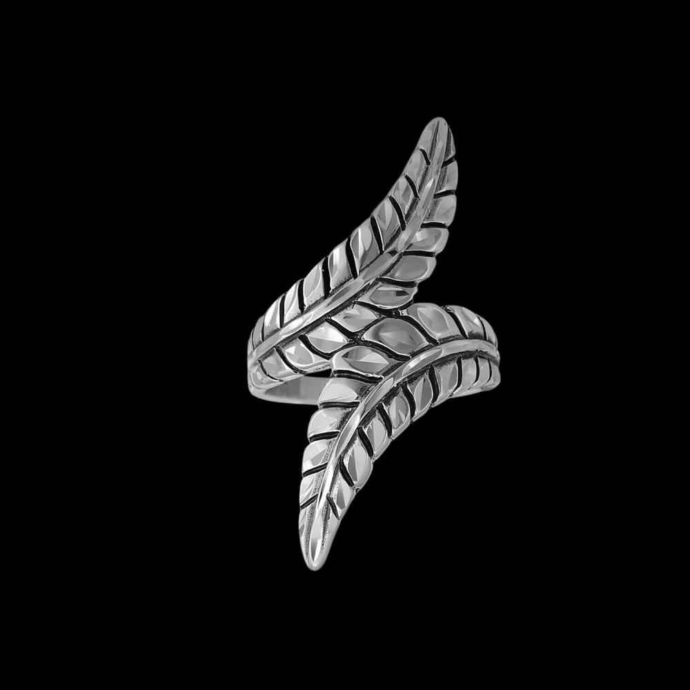 Diamond Cut Wrapped Feathers Ring