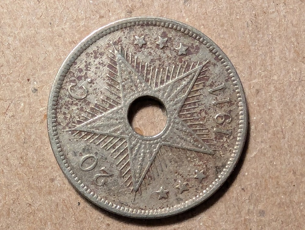 1911 Belgian Congo 20 Centimes