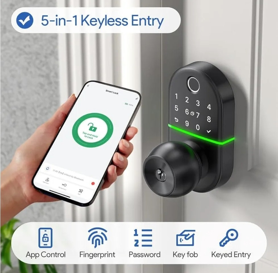 Keypad Digital Lock, Biometric Lock with Fingerprint, Easy Installation