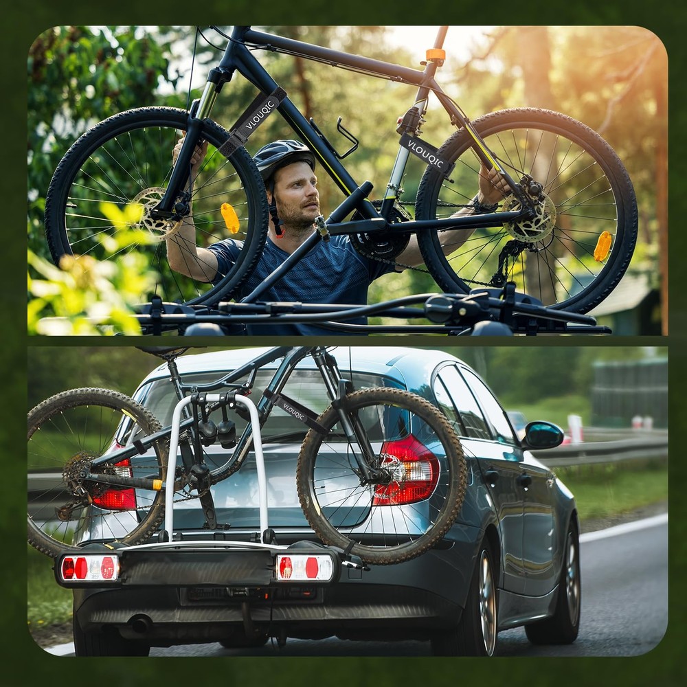4 PCS Bike Rack Straps Wheel Straps, Adjustable Medium, black