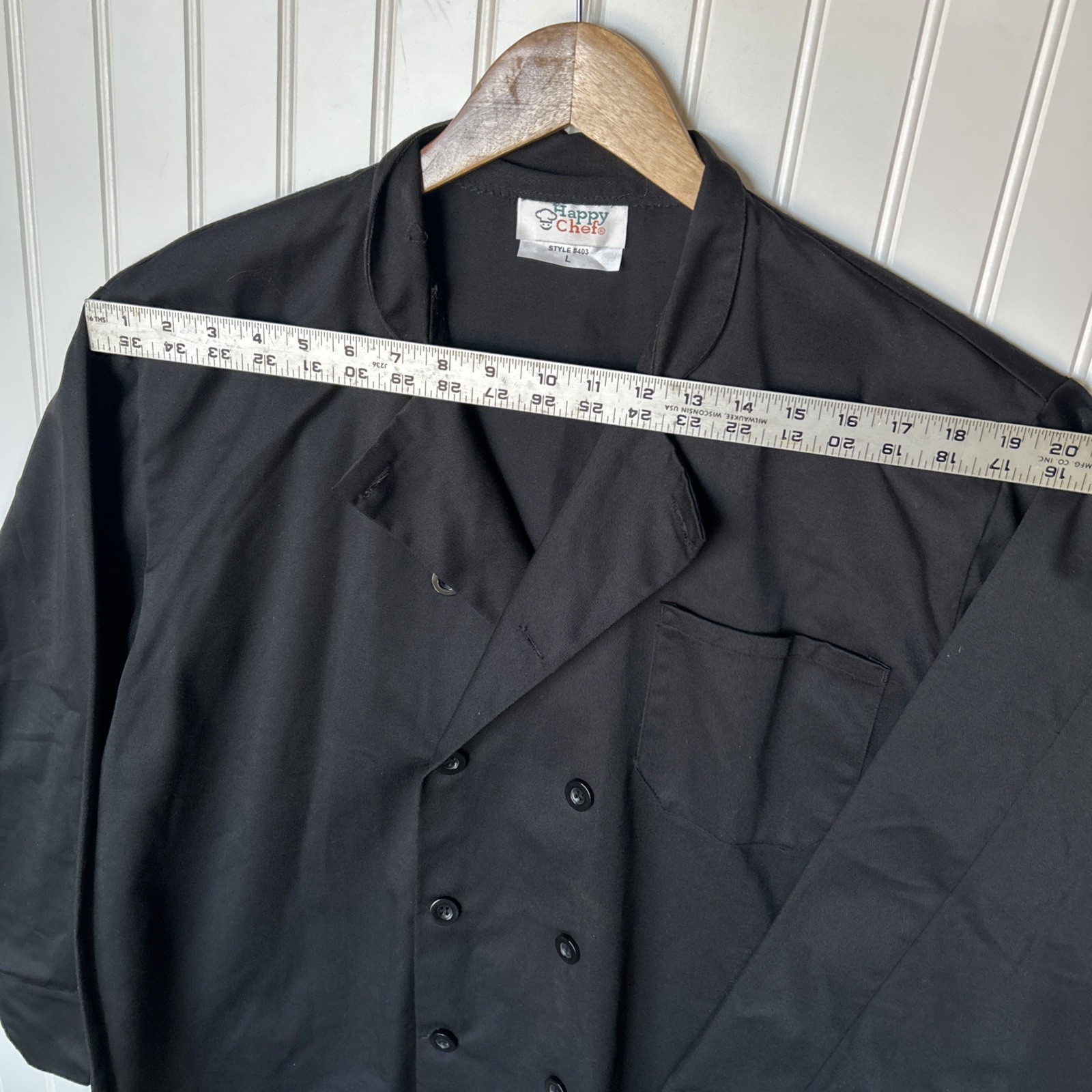 Happy Chef Men's Chef Coat Black Button-Down Long Sleeve L