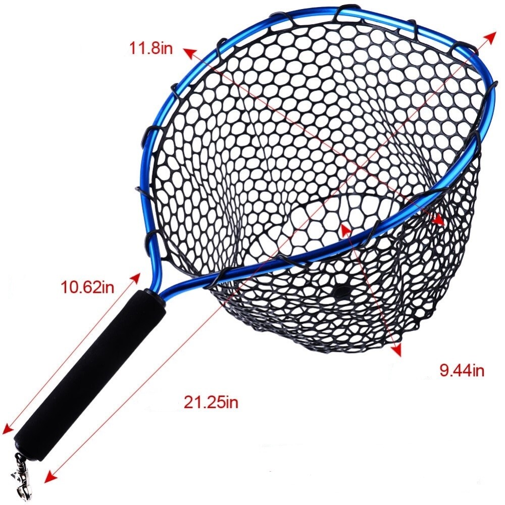 Rudder Fly Fishing Landing Net Rubber Trout Catch and Release Net Light Weight