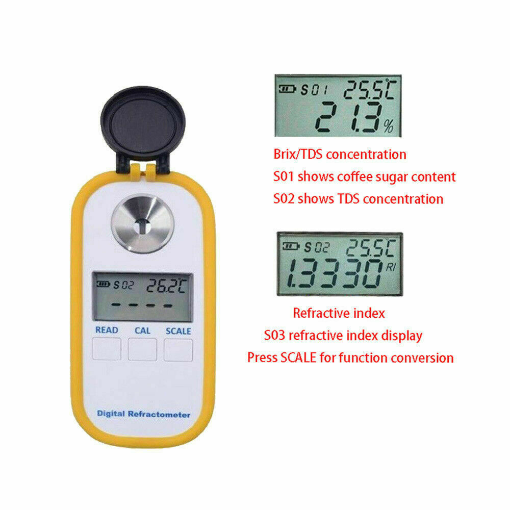 Digital Brix Refractometer Coffee Sugar Juice Honey Beer TDS Brix Concentration