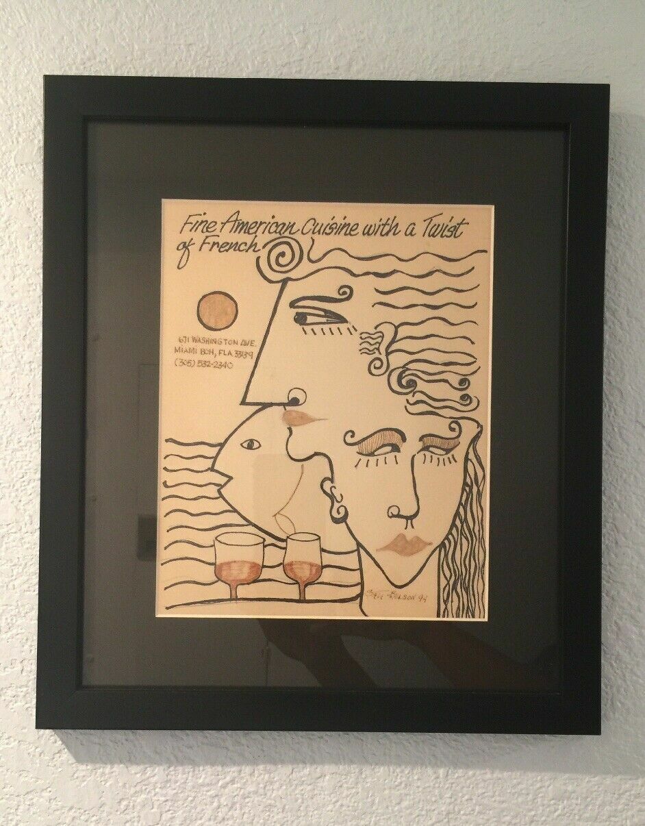 Vintage Miami Beach Revival Era Advertising Concept Art Restaurant Framed South