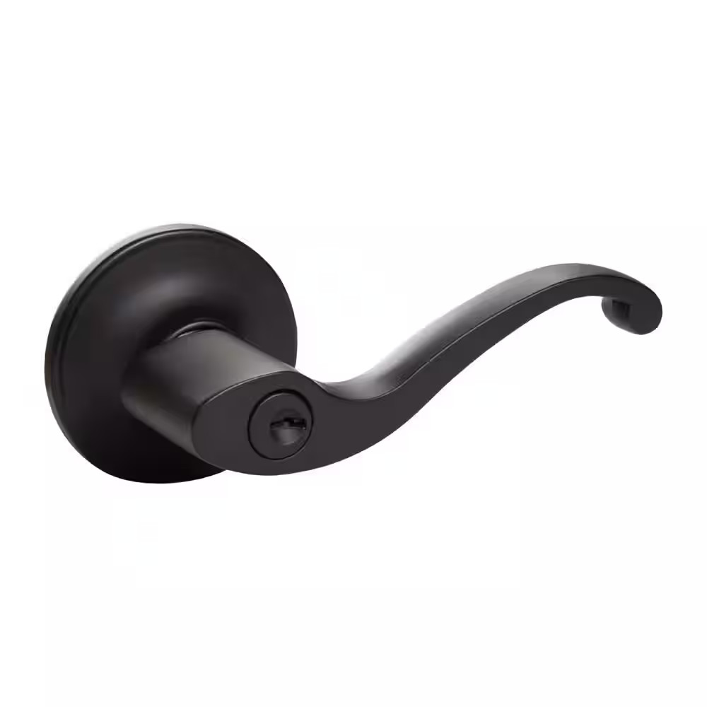 Scroll Matte Black Keyed Entry Door Lever