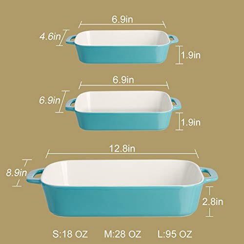 Ceramic Bakeware Set, Rectangular Baking Dish for Cooking, Kitchen, Cake Red
