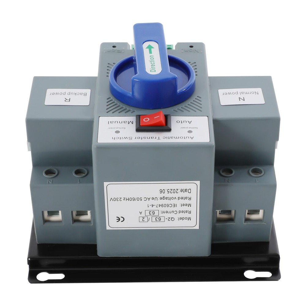 63A ATS Dual Power Automatic Transfer Switch for Generator Changeover Switch 2P