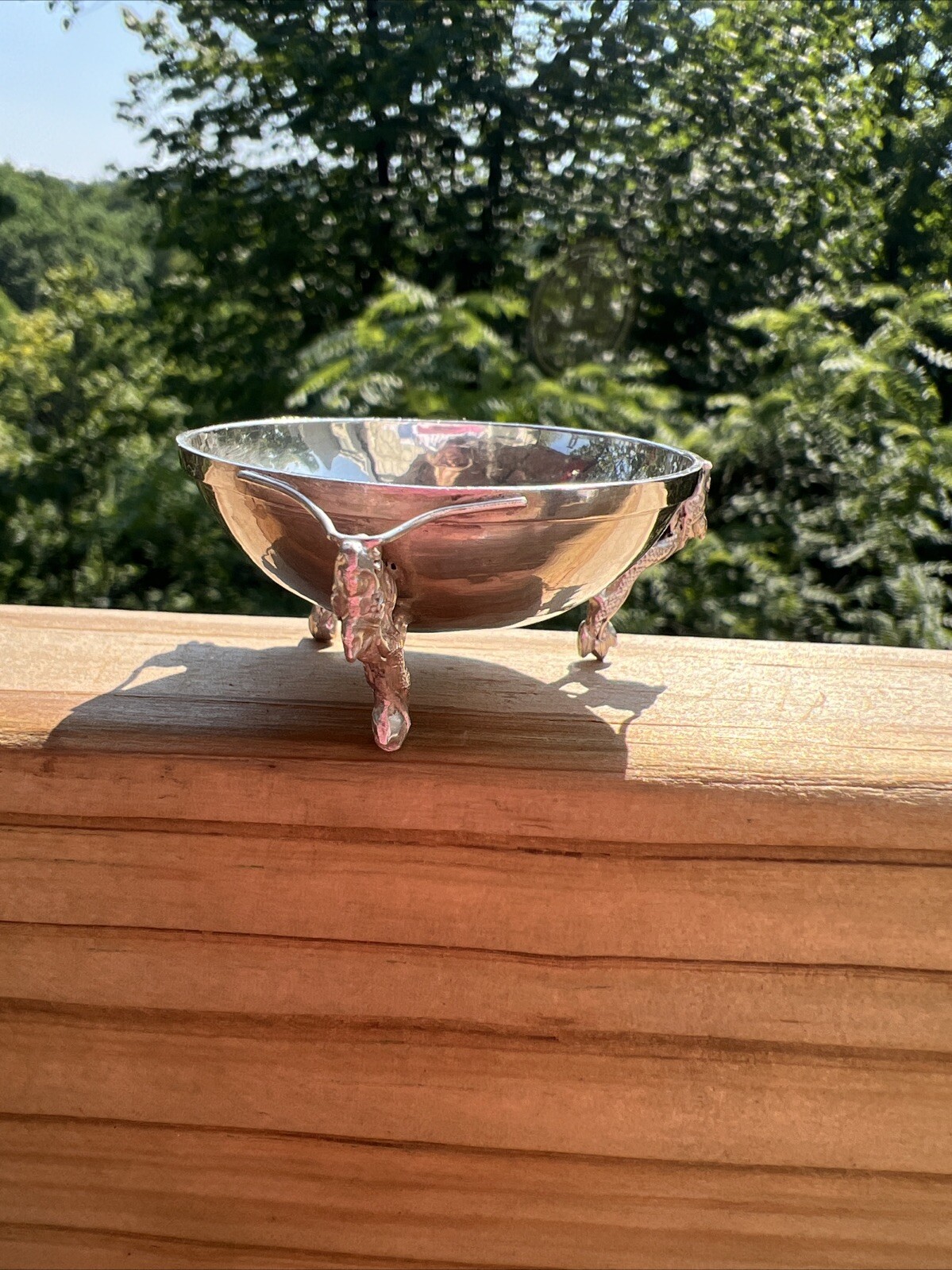 Antique Chinese Sterling Silver Dragon Salt Cellar Bowl VERY OLD GOOD CONDITION