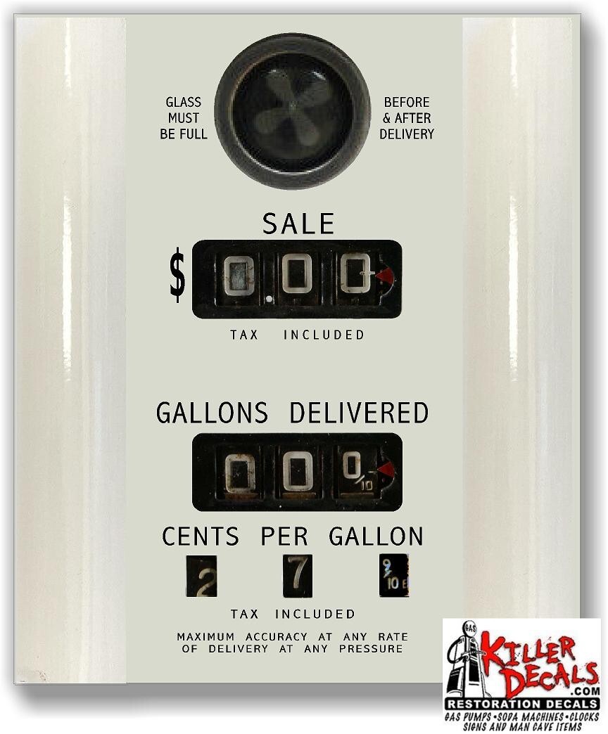 (FACE-121) 11"X9.3" REALISTIC LOOKING GAS PUMP FACE STICKER DECAL GASOLINE