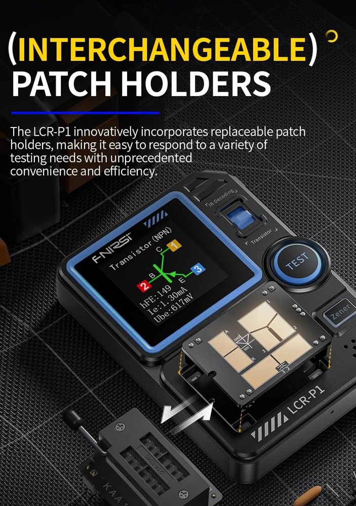 Battery Powered LCR Meter - Portable Transistor Tester with One Button Operation