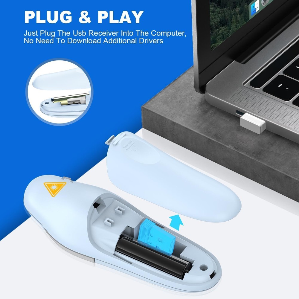 Wireless Presentation Clicker Remote for PowerPoint PPT USB Blue