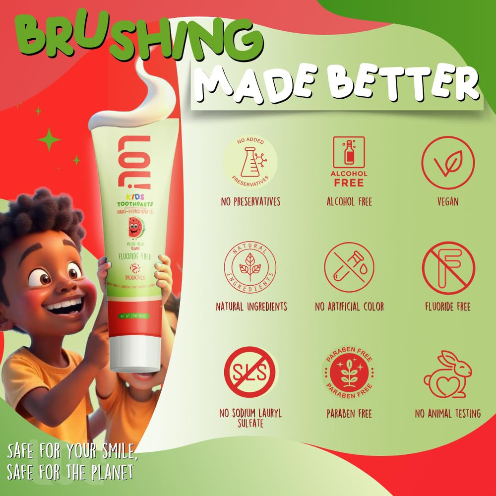 LOL Kids Toothpaste No Fluoride, Nano Hydroxyapatite Toothpaste, Probiotics, ...