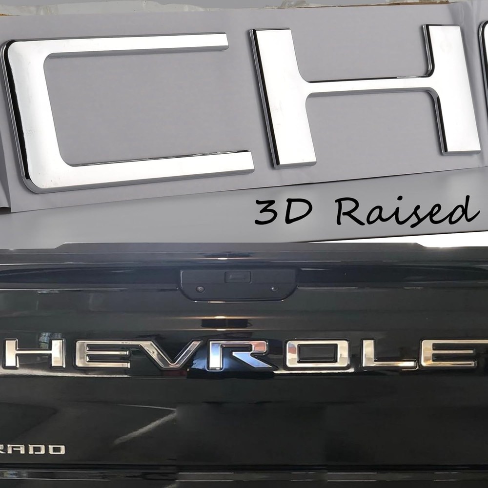 Tailgate Emblems Compatible with 2019-2024 Trucks Chrome Silver ABS Plastic B...