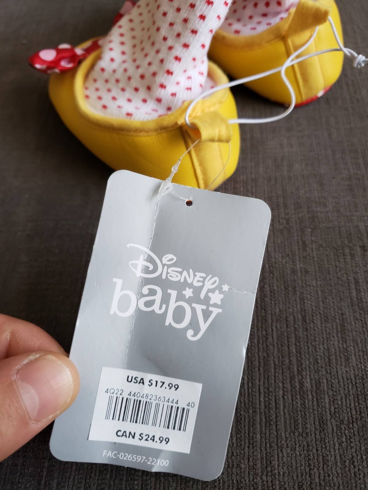 RARE - Disney Baby Minnie Mouse Costume Booties Yellow Red Polka Dot Bow 6-12...