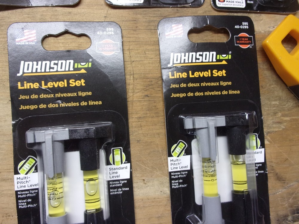 7pc. SET JOHNSON SQUARE, TORPEDO AND LINE LEVELS ..