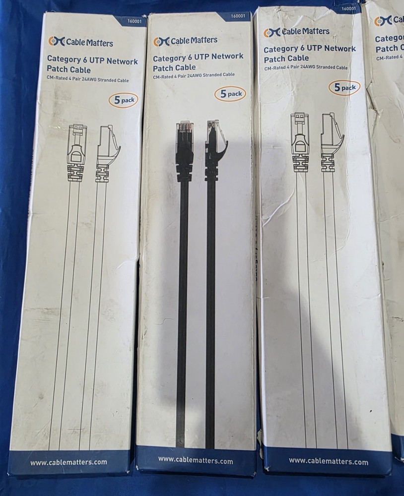 Cable Matters Category 6 UTP Network Patch Cable 5 Pack 160001 5 Box 1 Bag New