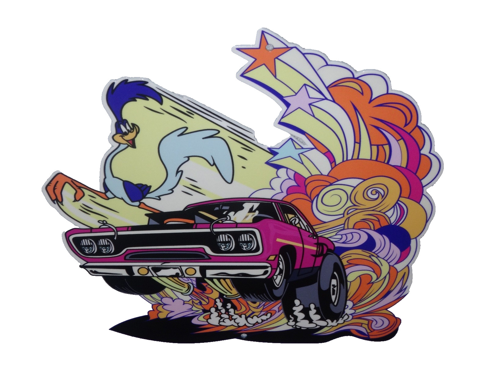 VINTAGE DODGE MOPAR ROAD RUNNER DIECUT 12" METAL ROADRUNNER CAR ADVERTISING SIGN