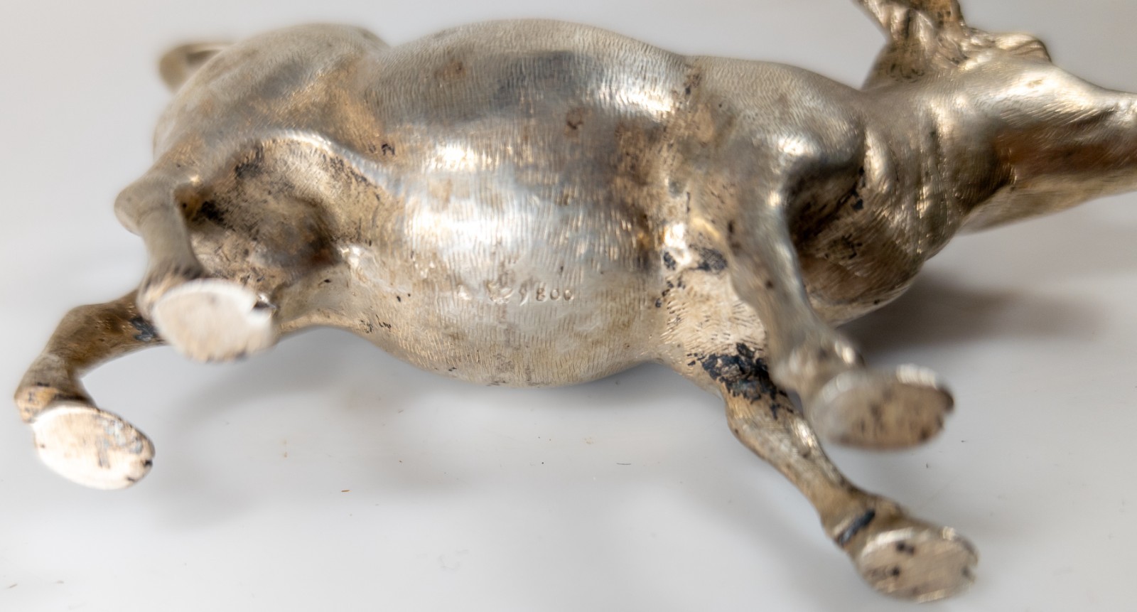 Antique 800 Silver German Hallmarked Cow Bull Form Creamer