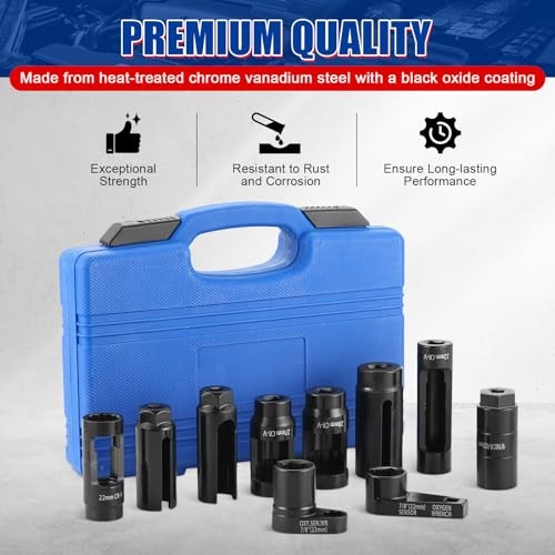10Pcs Oxygen Sensor Socket Set Sensor Oil Pressure Sending Unit Removal Kit