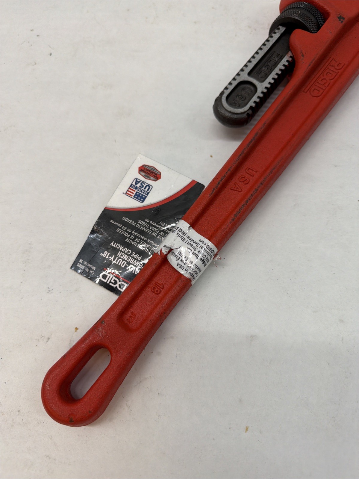 Ridgid 31025, 18" Heavy Duty Straight Pipe Wrench, 2-1/2" Capacity