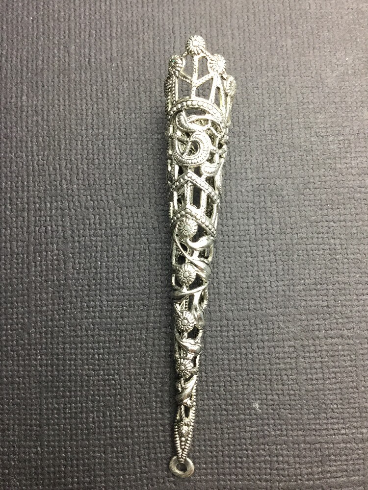 13154 Large Tussie Mussie Victorian Holder Matte Silver Oxidized