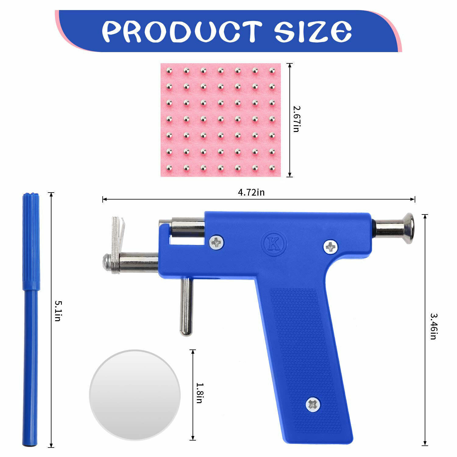 Professional DIY Ear Piercing Gun Body Nose Navel Tool Kit Jewelry with 98 Studs
