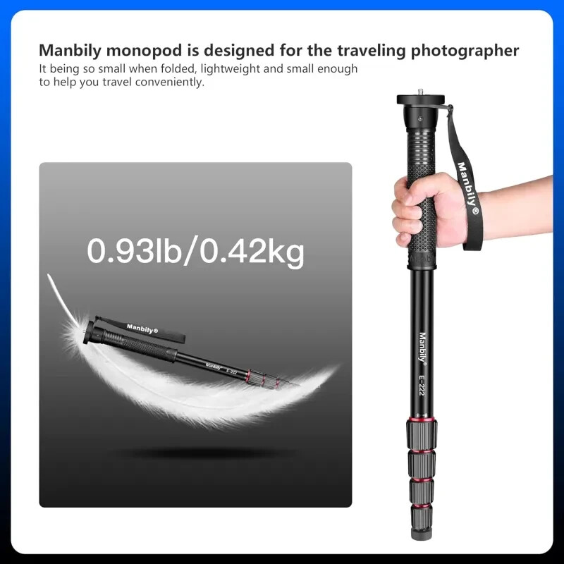 Manbily Camera Monopod, E-222 (Red&Black）Camera Monopod