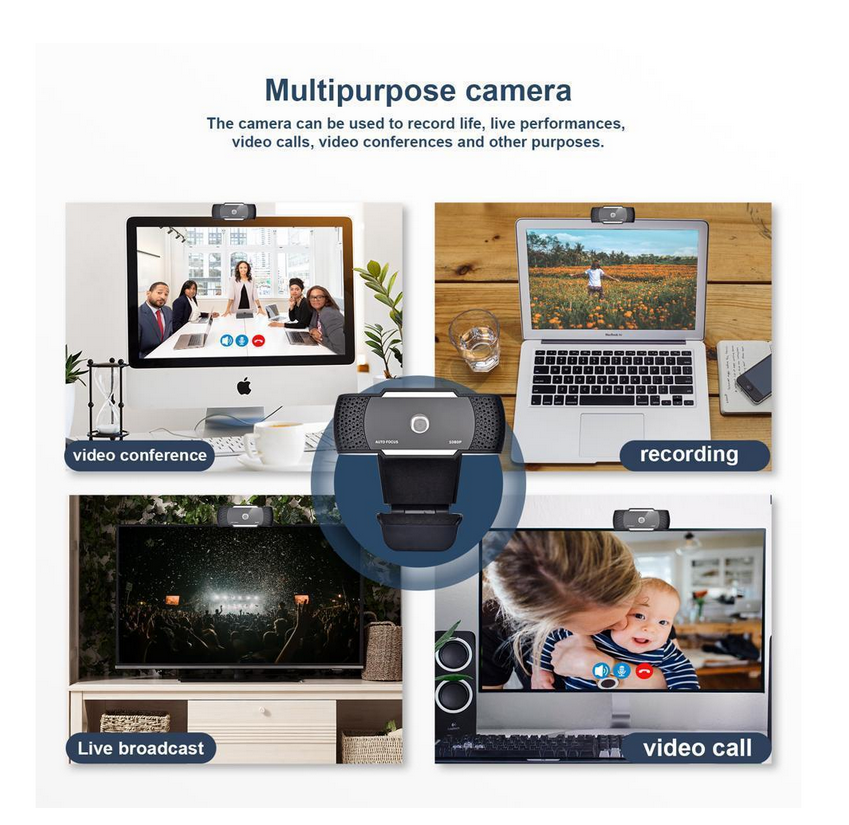 1080p Full HD Pro Webcam Desktop Laptop USB Computer Web Camera with Microphone