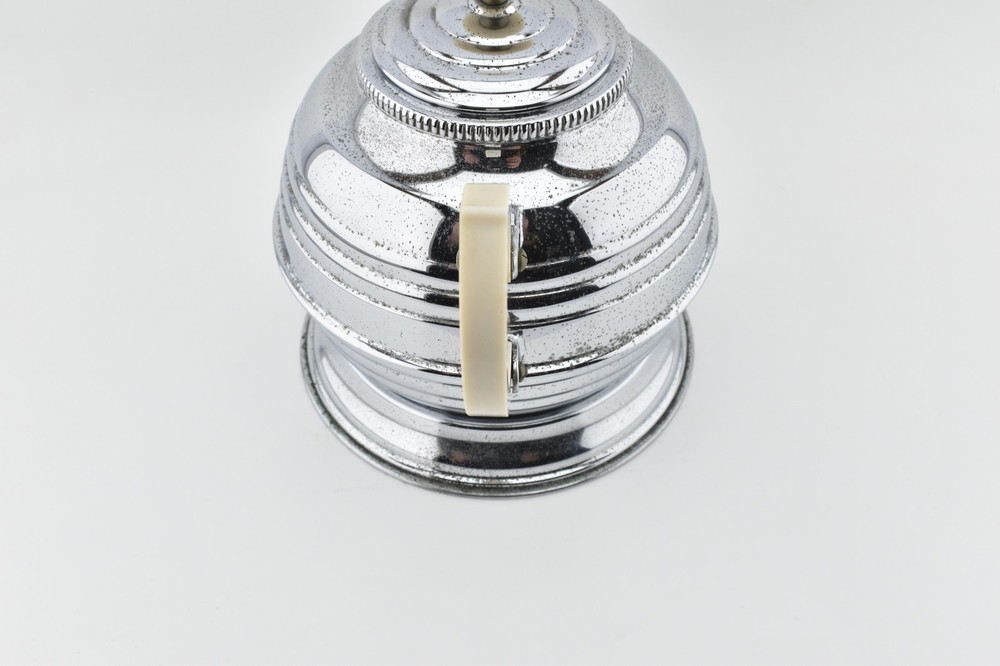 VTG Art Deco Tea Pot & Stand Denlagh Chromium Plate on Solid Copper 1930s Prop