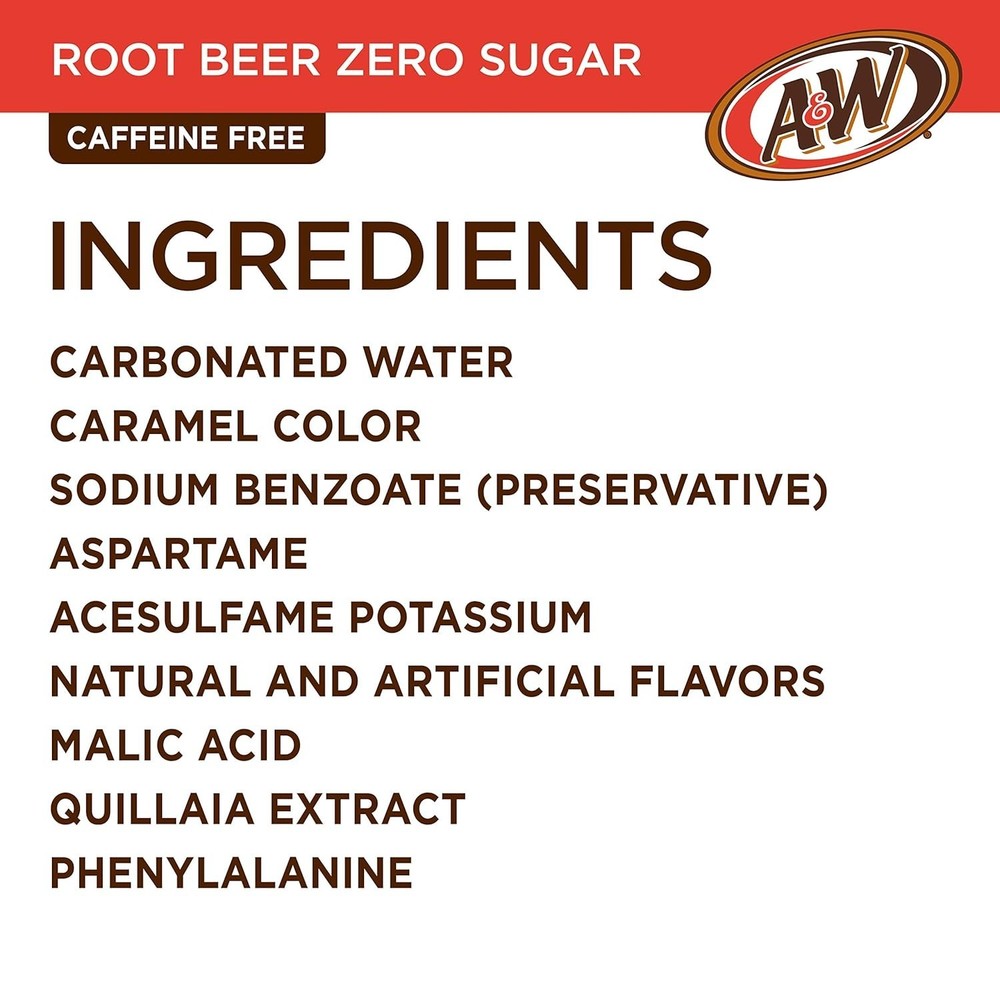 A&W Zero Sugar Root Beer Soda, 12 fl oz cans, 12 count