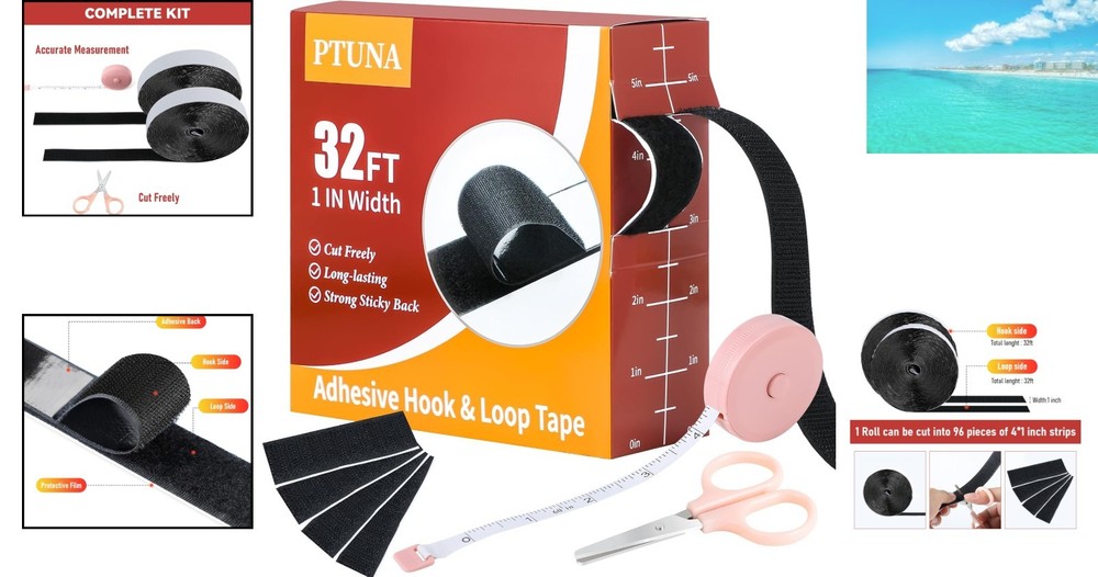 32Ft Heavy Duty Hook and Loop Tape - Versatile Double-Sided Adhesive Strips