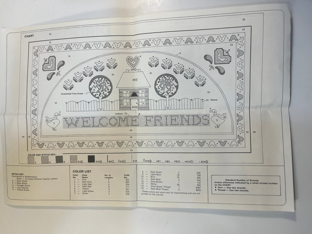 Dimensions Needlepoint Kit #2301 "Welcome Friends" - Started