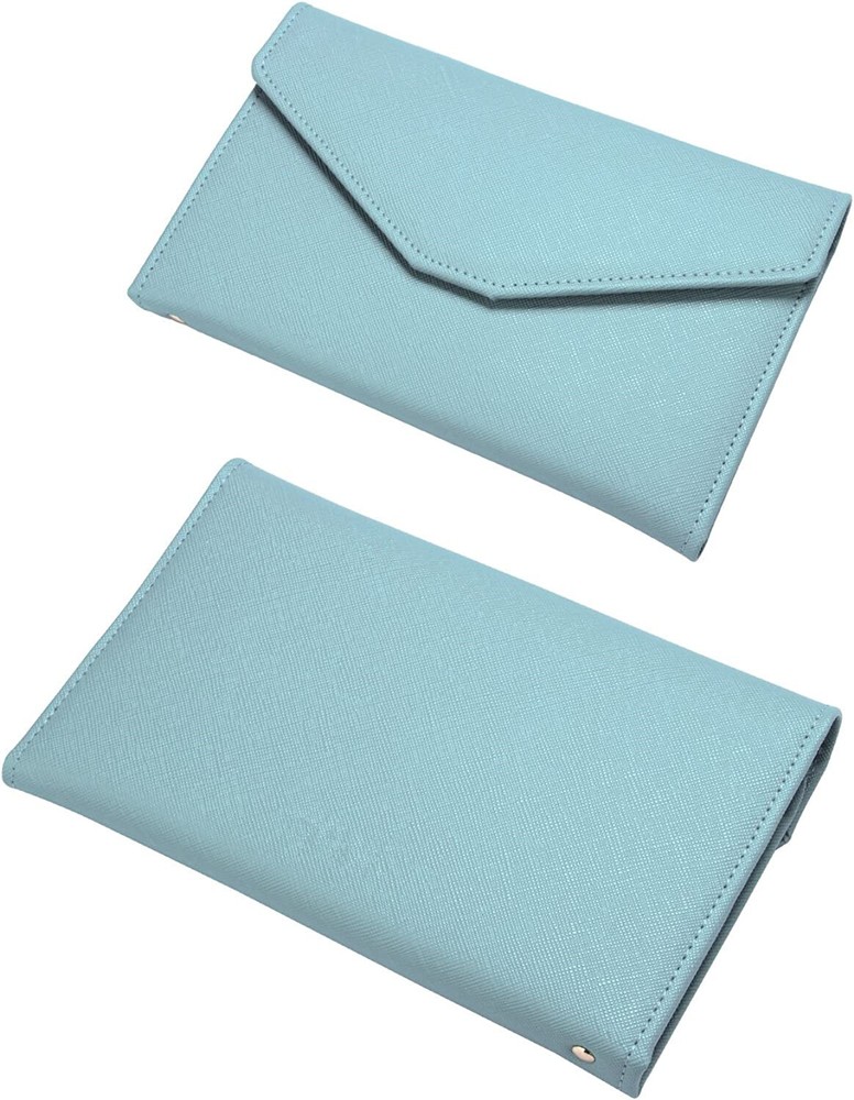 Multi-purpose Rfid Blocking Travel Passport Wallet Tri-fold Document (Blue)
