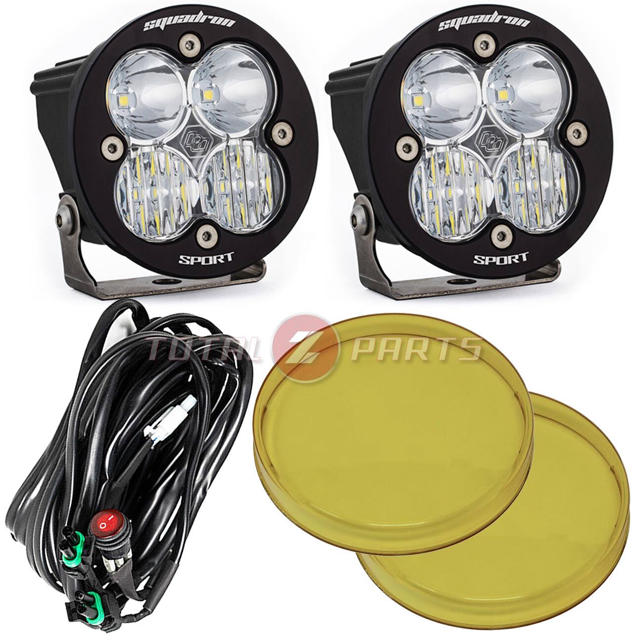 Baja Designs® Squadron-R Sport Driving/Combo Lights, Wiring, Amber Rock Guards