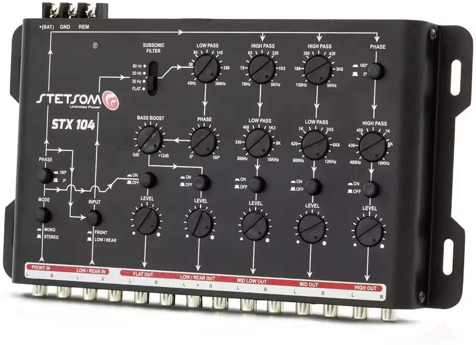 Stetsom STX 104 Crossover - 5 Way Crossovers 9v Output - STX104 Signal Processor