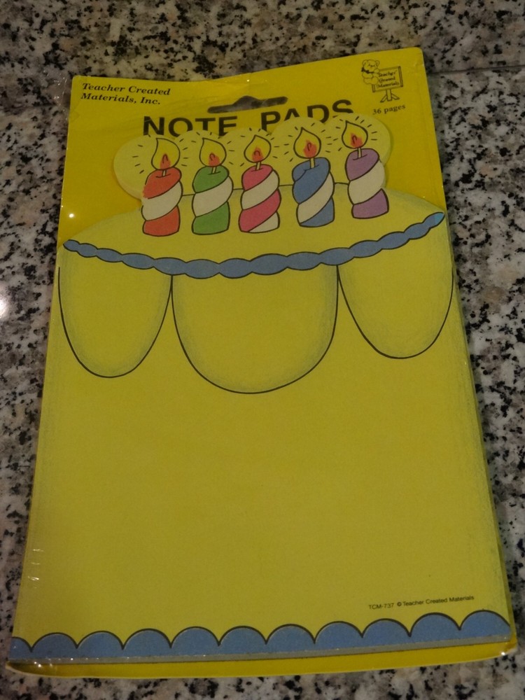 Teacher Created Materials 3 Different Note Pads-Birthday Cake, Seashell, & Bus