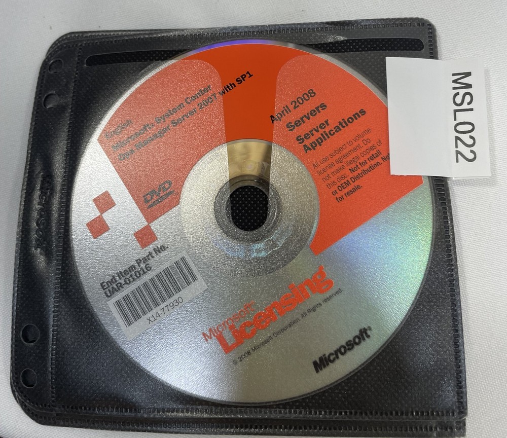 Microsoft System Center Ops Manager Server 2007 SP1 and SQL 2005 DVD Windows PC