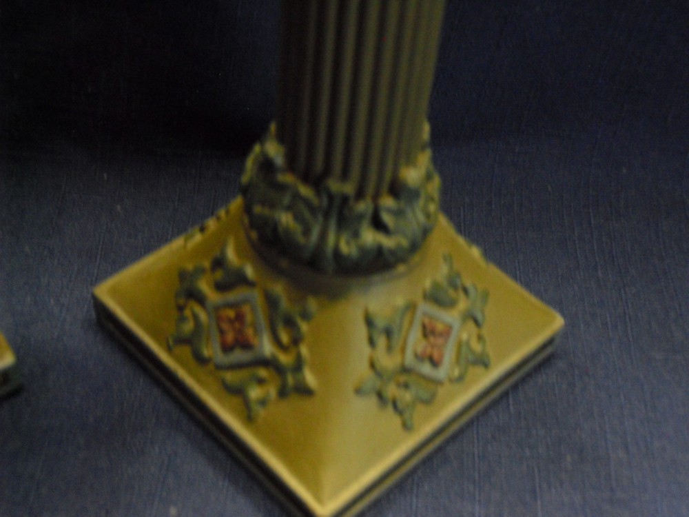 Two Handcrafter Plaster Candlesticks