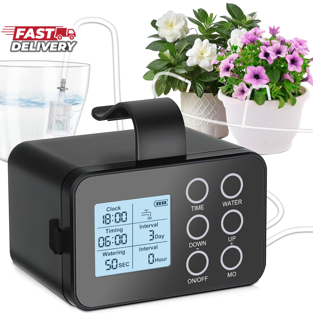 Automatic Plant Waterer Indoor: Drip Irrigation System with Large Display, Easy