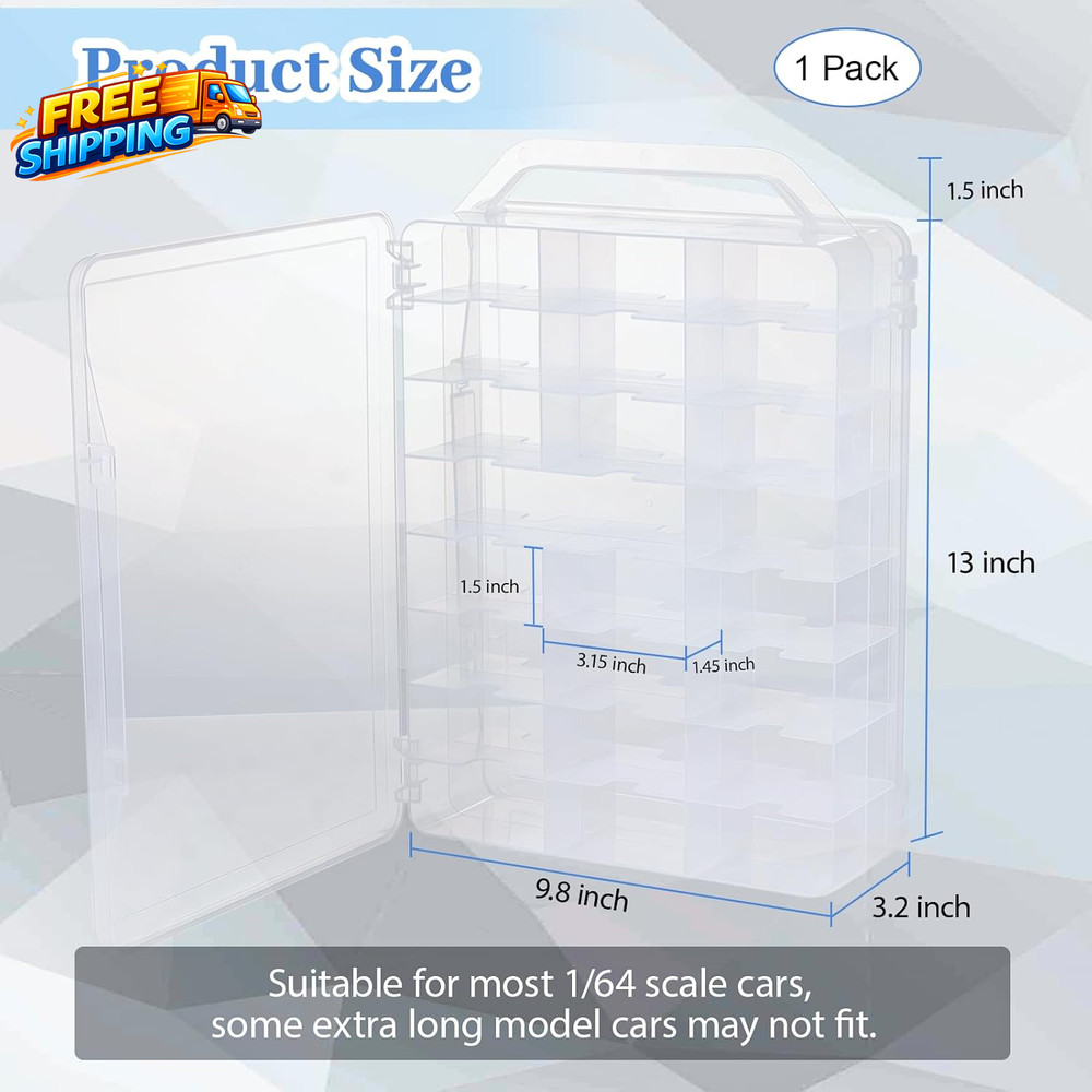 Double Sided Storage Case for Hot Wheels Storage with Carrying Handle Portable