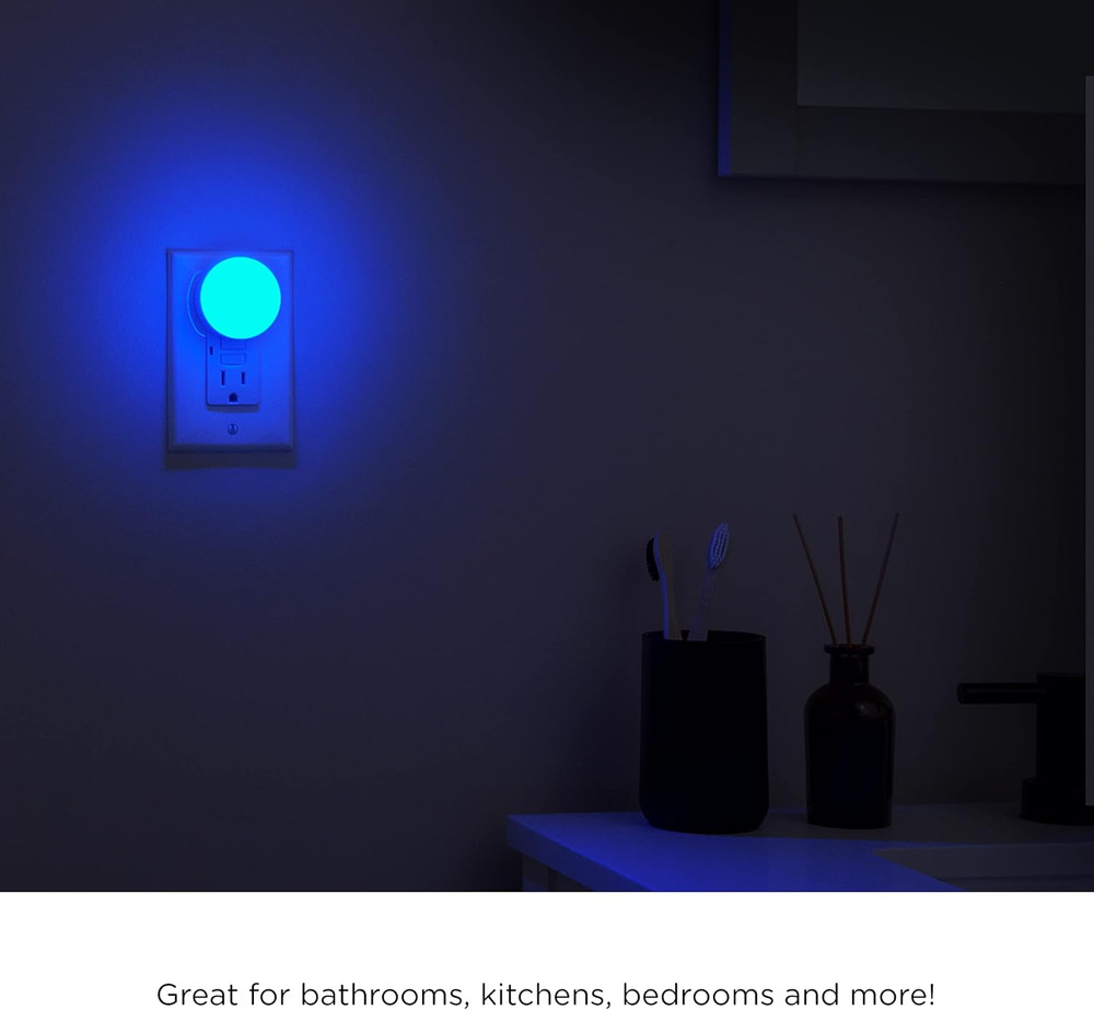 Color Changing Mini LED Night Light, Plug-in, Dusk to Dawn Sensor, Compact, 3 Mo