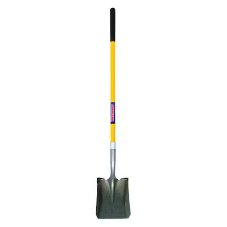 Westward 3Yu83 14 Ga Square Point Shovel, Steel Blade, 47-1/2 In L Yellow