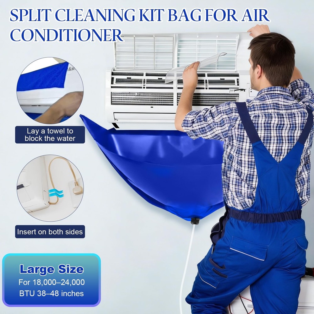 Large Size Mini Split Cleaning Kit, 14 Pcs Mini Split Cleaning Bag with 2L Hi...